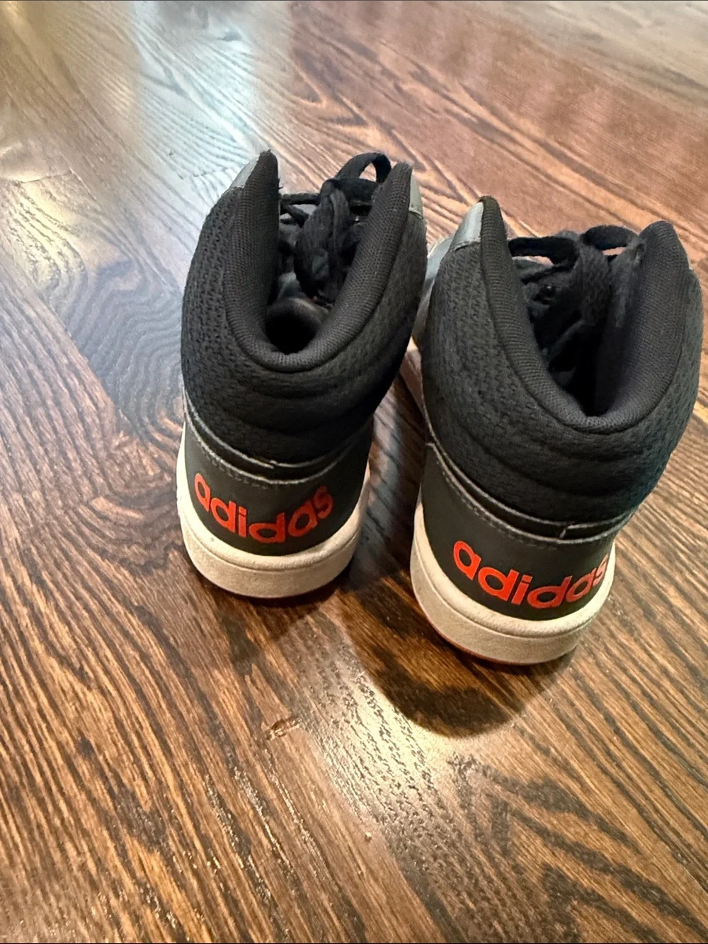 adidas Kids Black Sneakers with Bright Red Accents